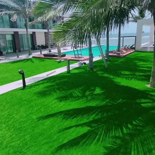Artificial grass lawn installation with pergola and stepping stones — project 28