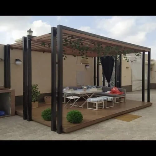 Outdoor shade pergola and awning structure installation — project 12