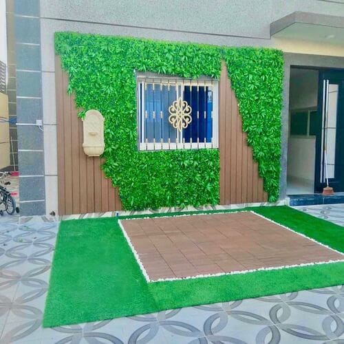 Vertical wall grass green panel installation — project 5