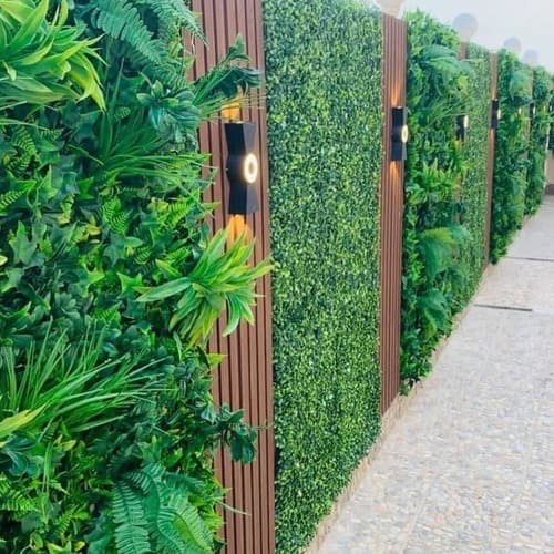 Vertical wall grass green panel installation — project 10