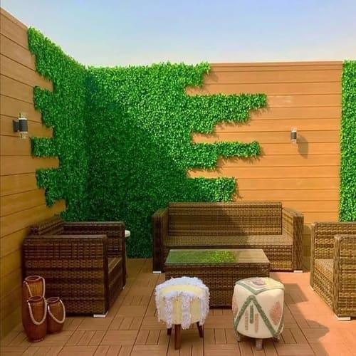 Vertical wall grass green panel installation — project 11