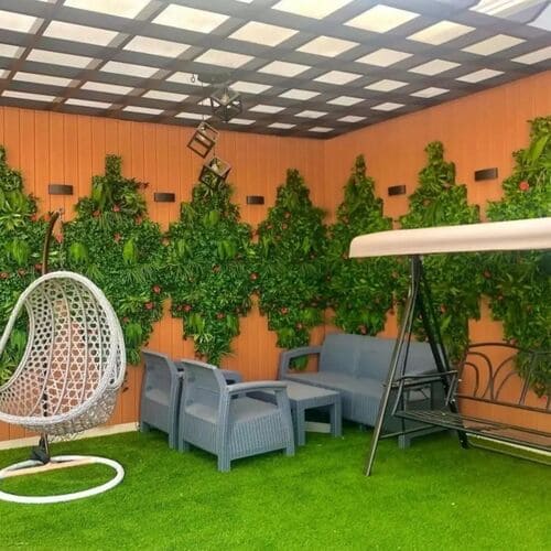 Vertical wall grass green panel installation — project 16