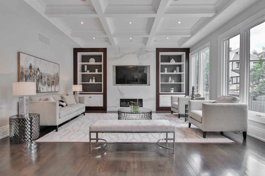 Designer gypsum ceiling with recessed cove lighting