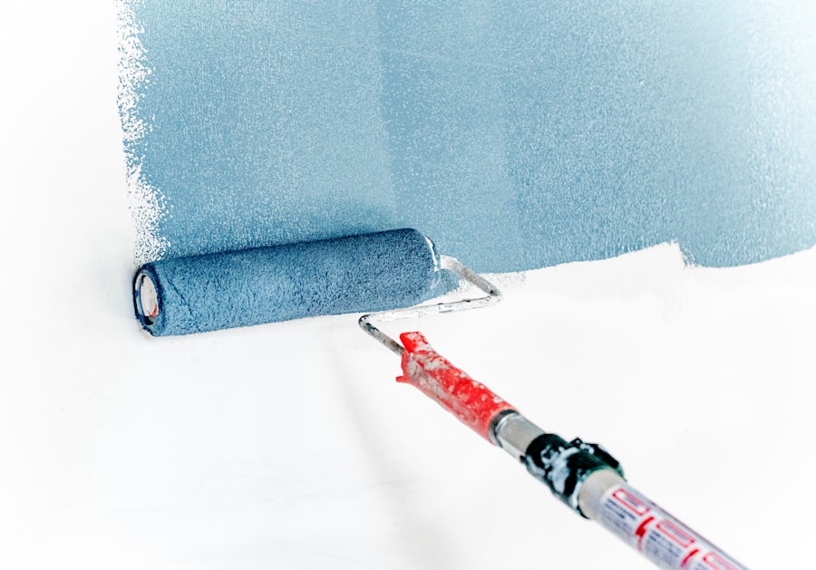 Professional wall painting with roller